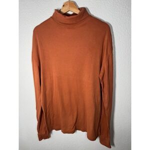 Cabelas Mens Medium Turtleneck Long Sleeve T Shirt Top Casual Copper